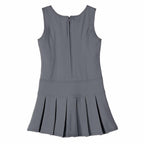 Bienzoe Girls School Uniform Jumper: Stretch Pleated Durable Kids Knee Length