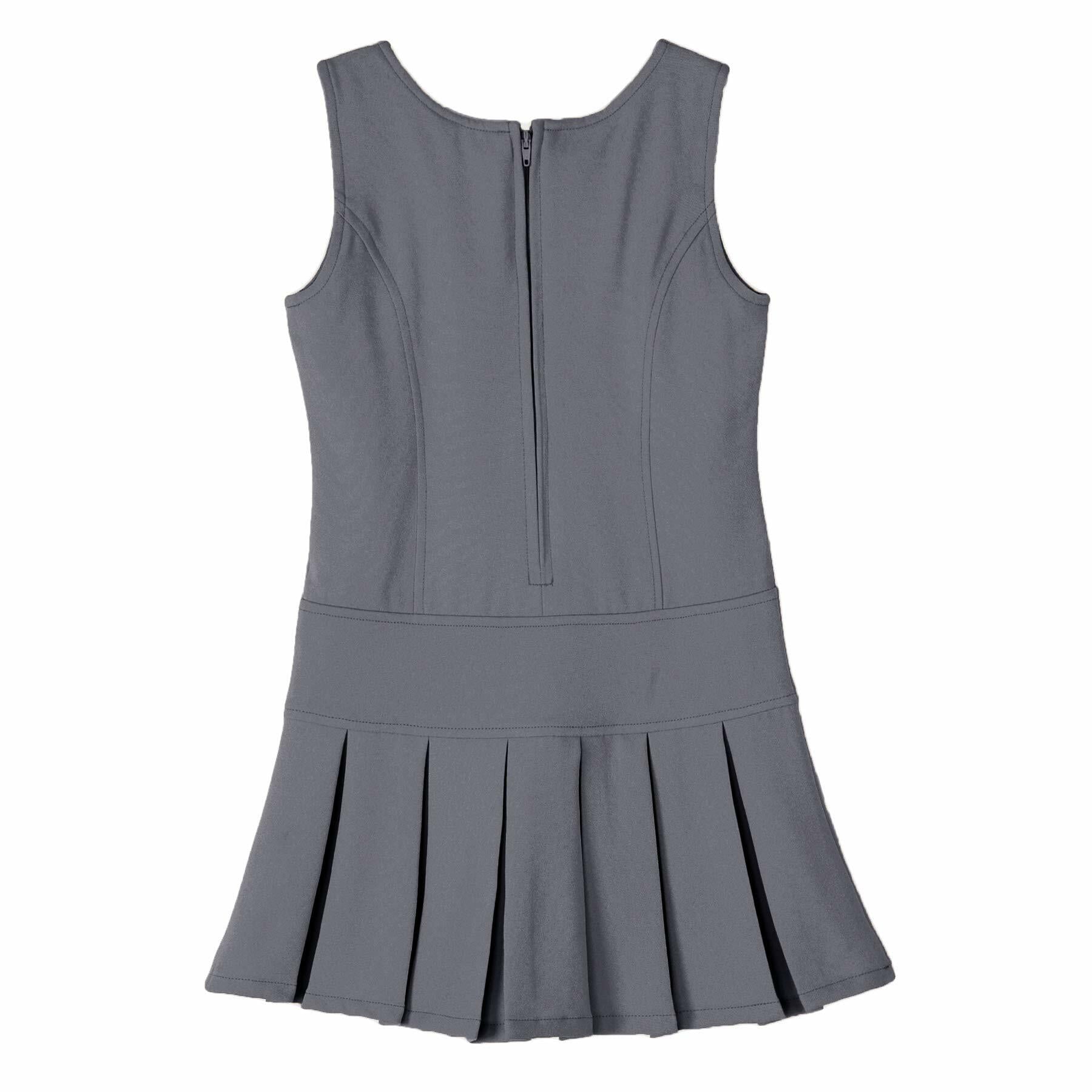 Bienzoe Girls School Uniform Jumper: Stretch Pleated Durable Kids Knee Length