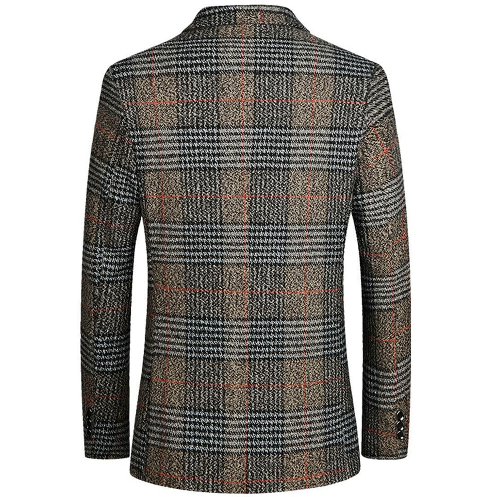ebossy Men's Classic 2-Button Plaid Blazer Jacket Nothced Lapel Striped Slim