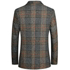 ebossy Men's Classic 2-Button Plaid Blazer Jacket Nothced Lapel Striped Slim