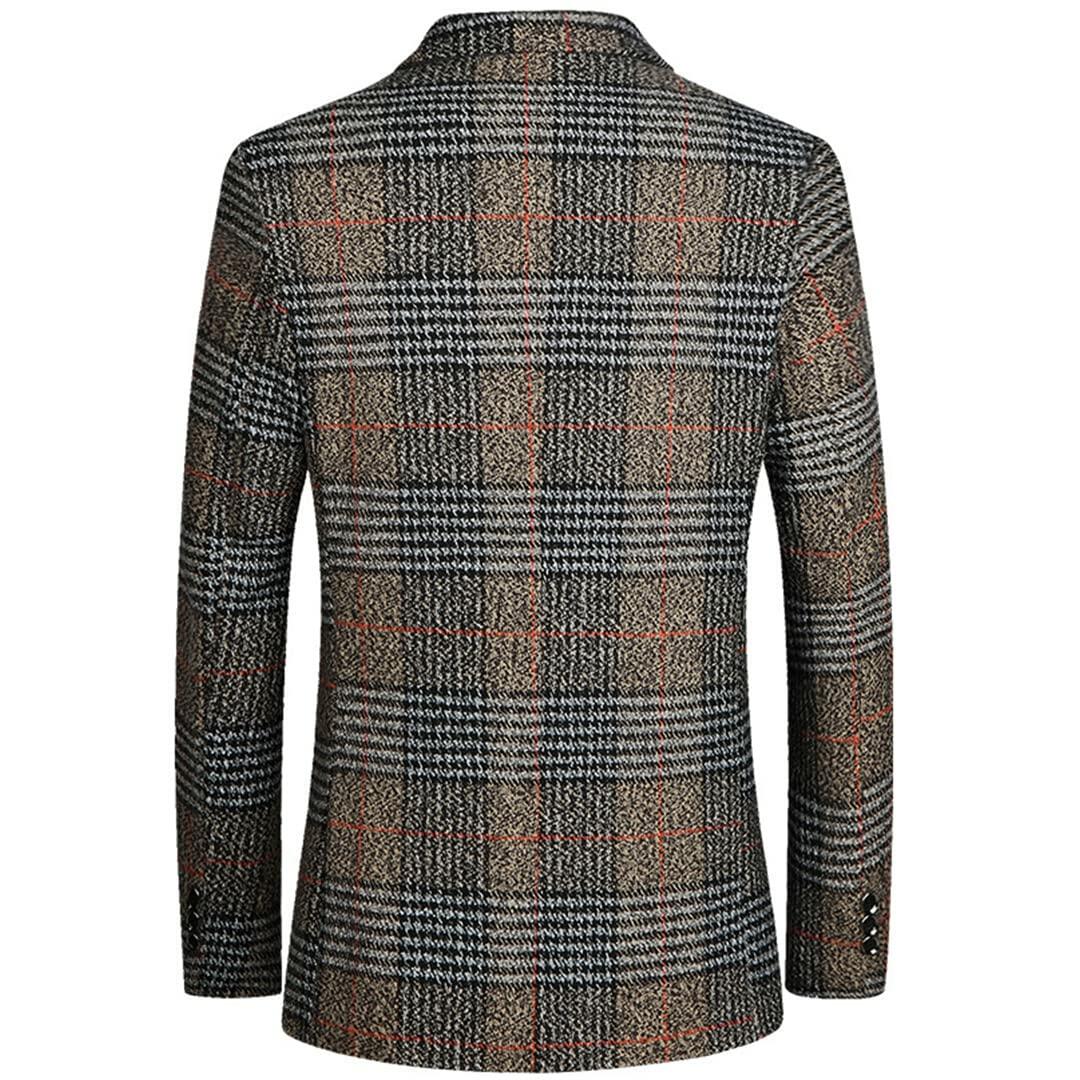 ebossy Men's Classic 2-Button Plaid Blazer Jacket Nothced Lapel Striped Slim