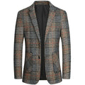 ebossy Men's Classic 2-Button Plaid Blazer Jacket Nothced Lapel Striped Slim