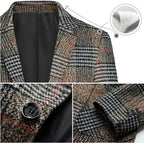 ebossy Men's Classic 2-Button Plaid Blazer Jacket Nothced Lapel Striped Slim