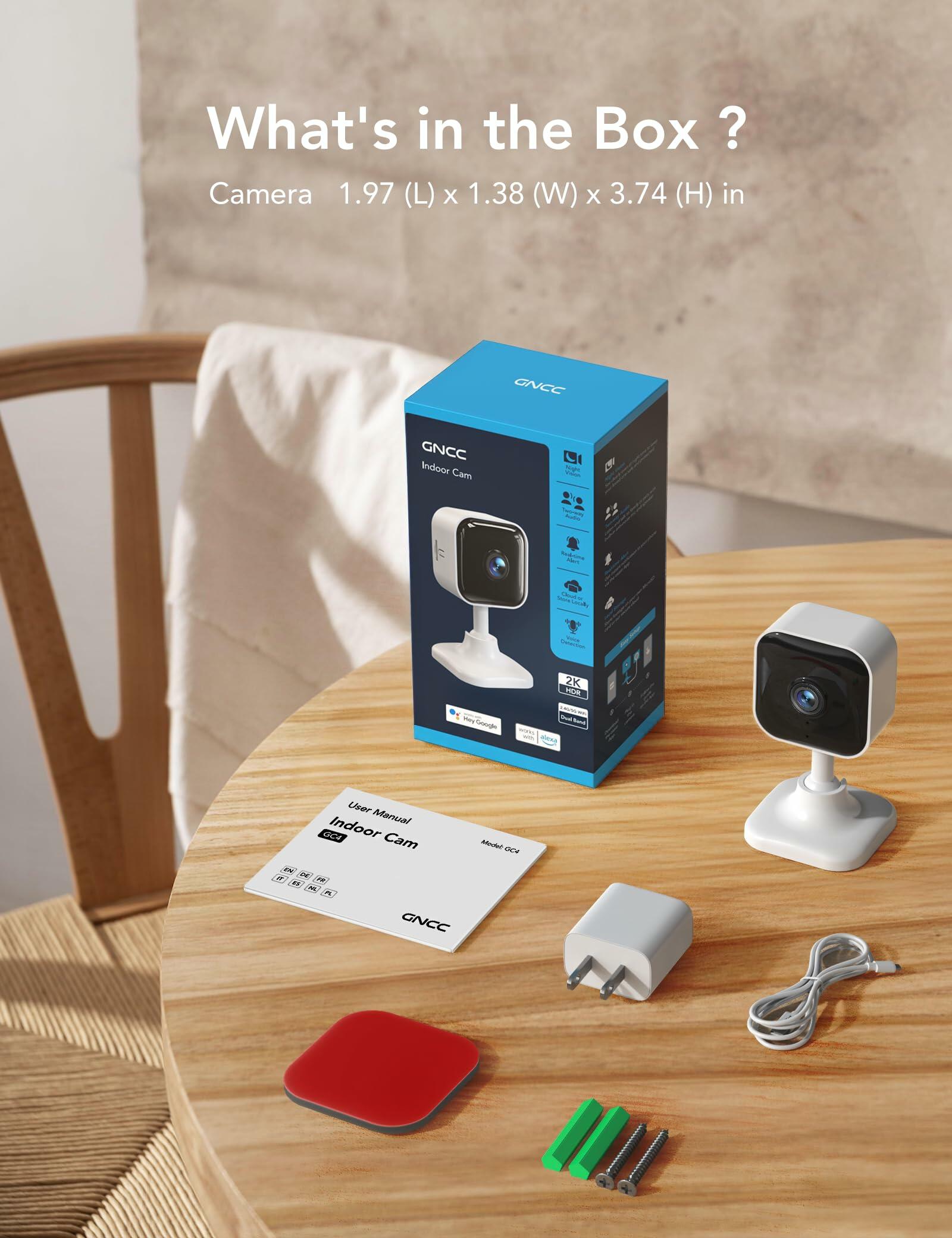 GNCC 2K Indoor Security Camera 2Pack WiFi Pet Cam Motion Detection compatible