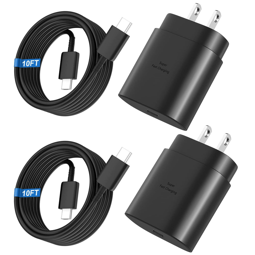 25W USB C Fast Charger Samsung Galaxy S26 S25 S24 w/10FT Cable 2Pack