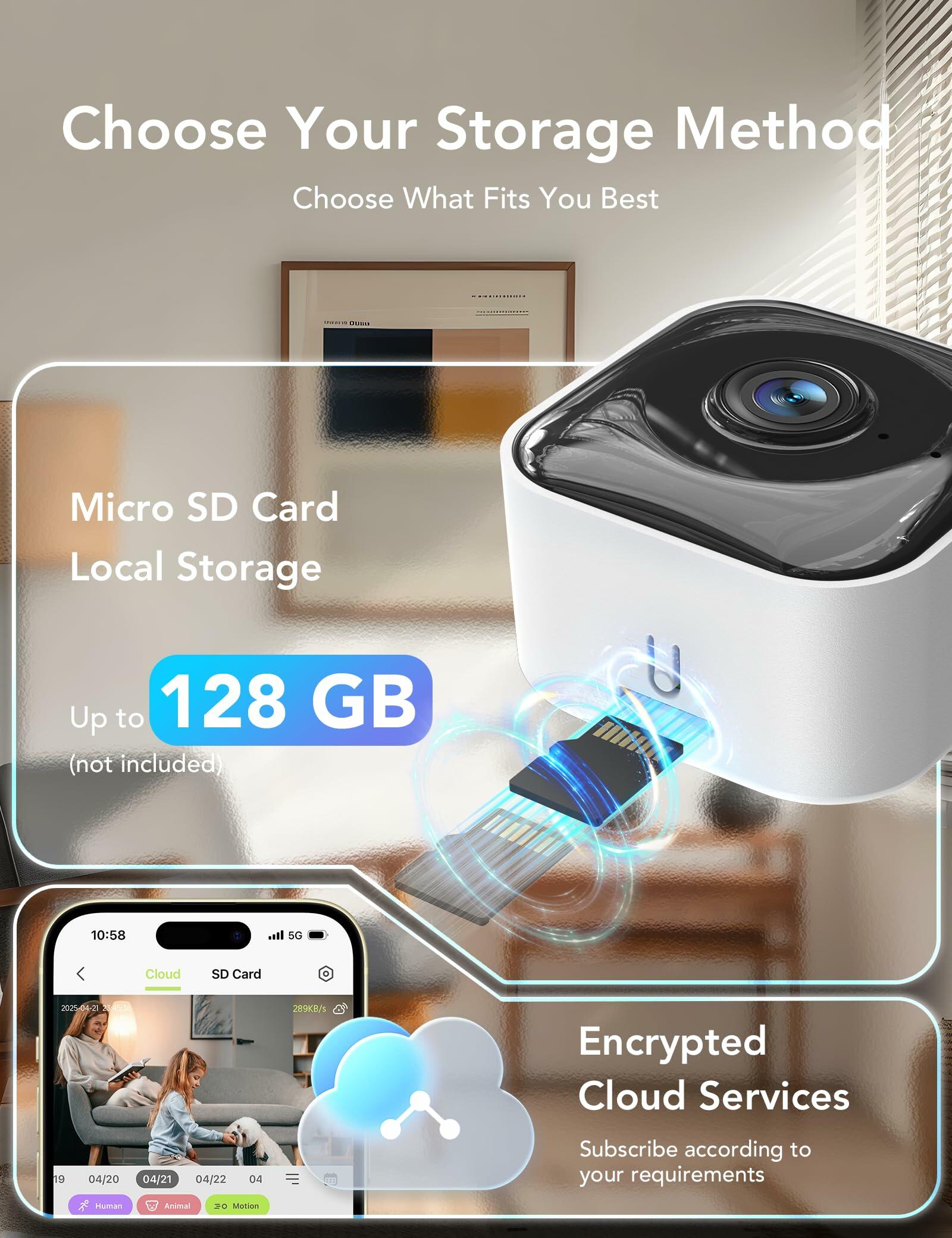 GNCC 2K Indoor Security Camera 2Pack WiFi Pet Cam Motion Detection compatible
