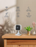 GNCC 2K Indoor Security Camera 2Pack WiFi Pet Cam Motion Detection compatible