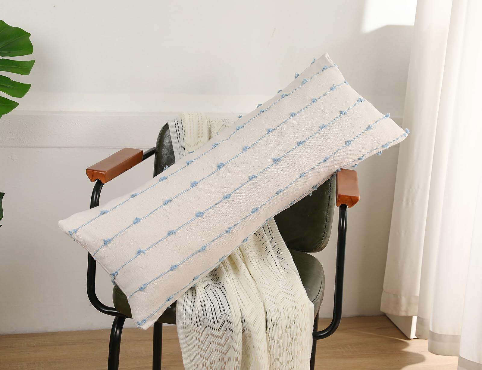 NUYECY 20x54 inch Body Pillow Cover Striped Boho Lumbar Throw Pillowcase Light