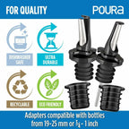 3-in-1 Liquor Pour Spout Olive Oil Bottle Spouts 2PCS with Adapters Black