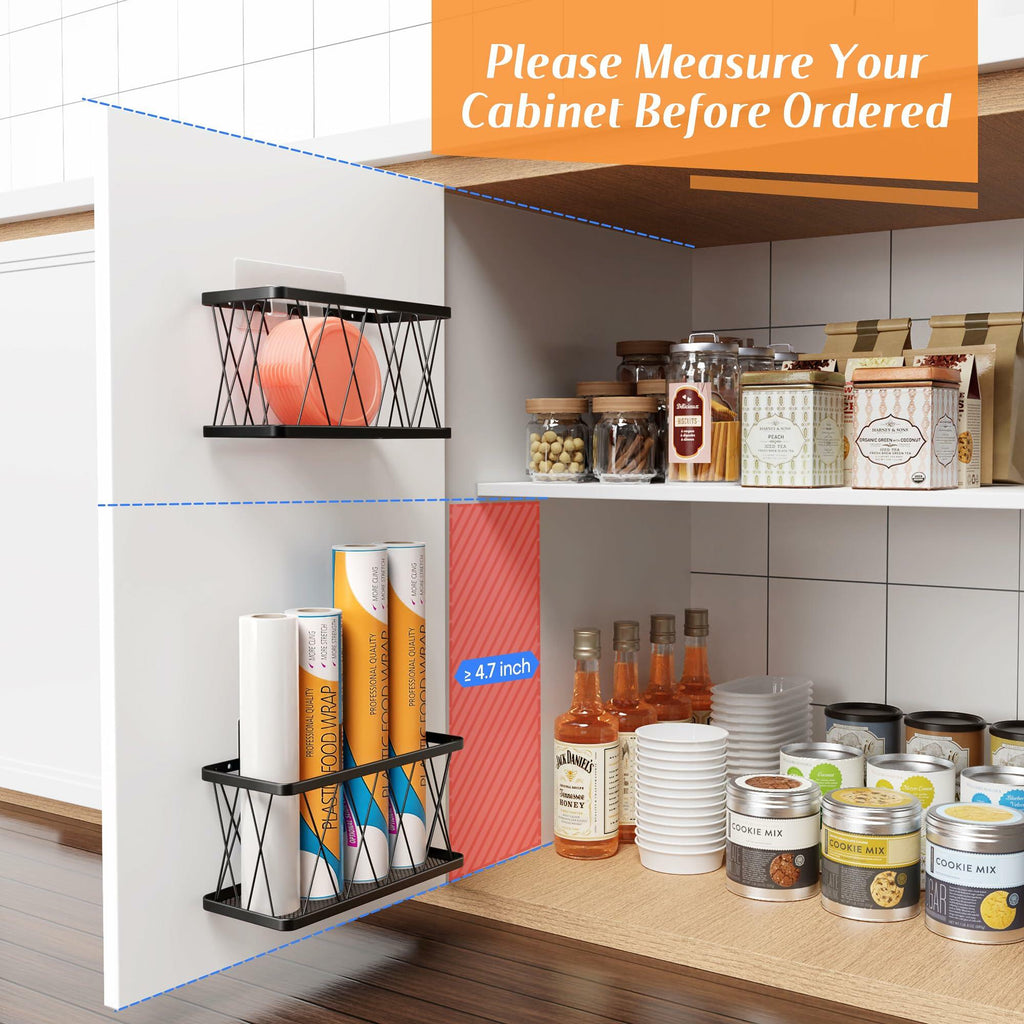 BasicForm 4 Pack Metal Kitchen Inside Cabinet Door Organizer, Adhesive Lid