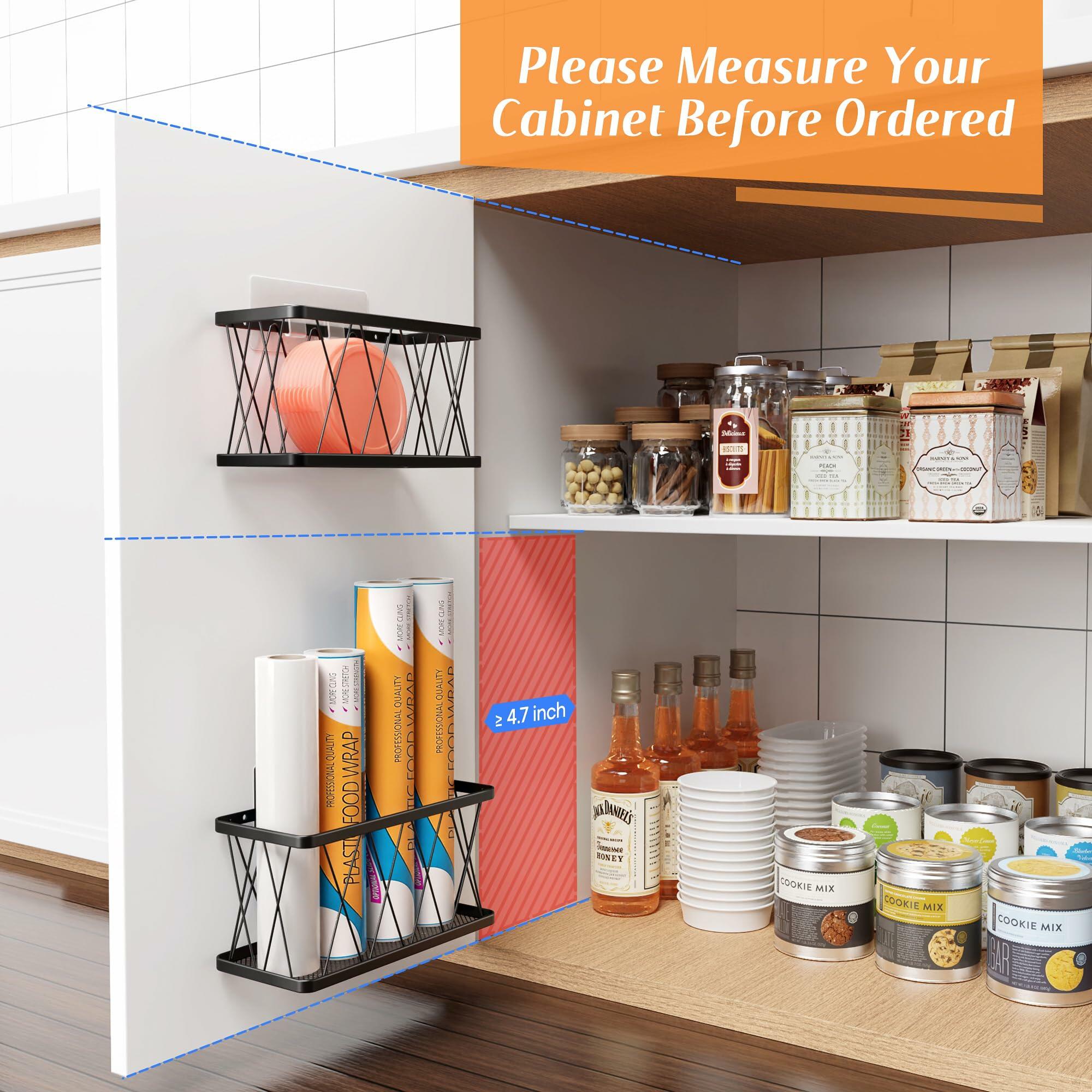 BasicForm 4 Pack Metal Kitchen Inside Cabinet Door Organizer, Adhesive Lid