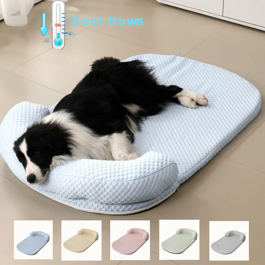 Breathable Spring Summer Cooling Large Dog Bed Ati-Slip Cat Bed with Pillow Ice