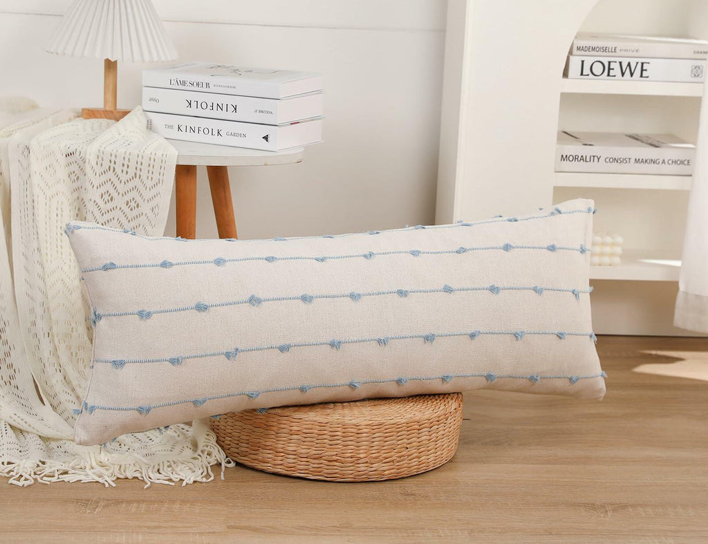 NUYECY 20x54 inch Body Pillow Cover Striped Boho Lumbar Throw Pillowcase Light