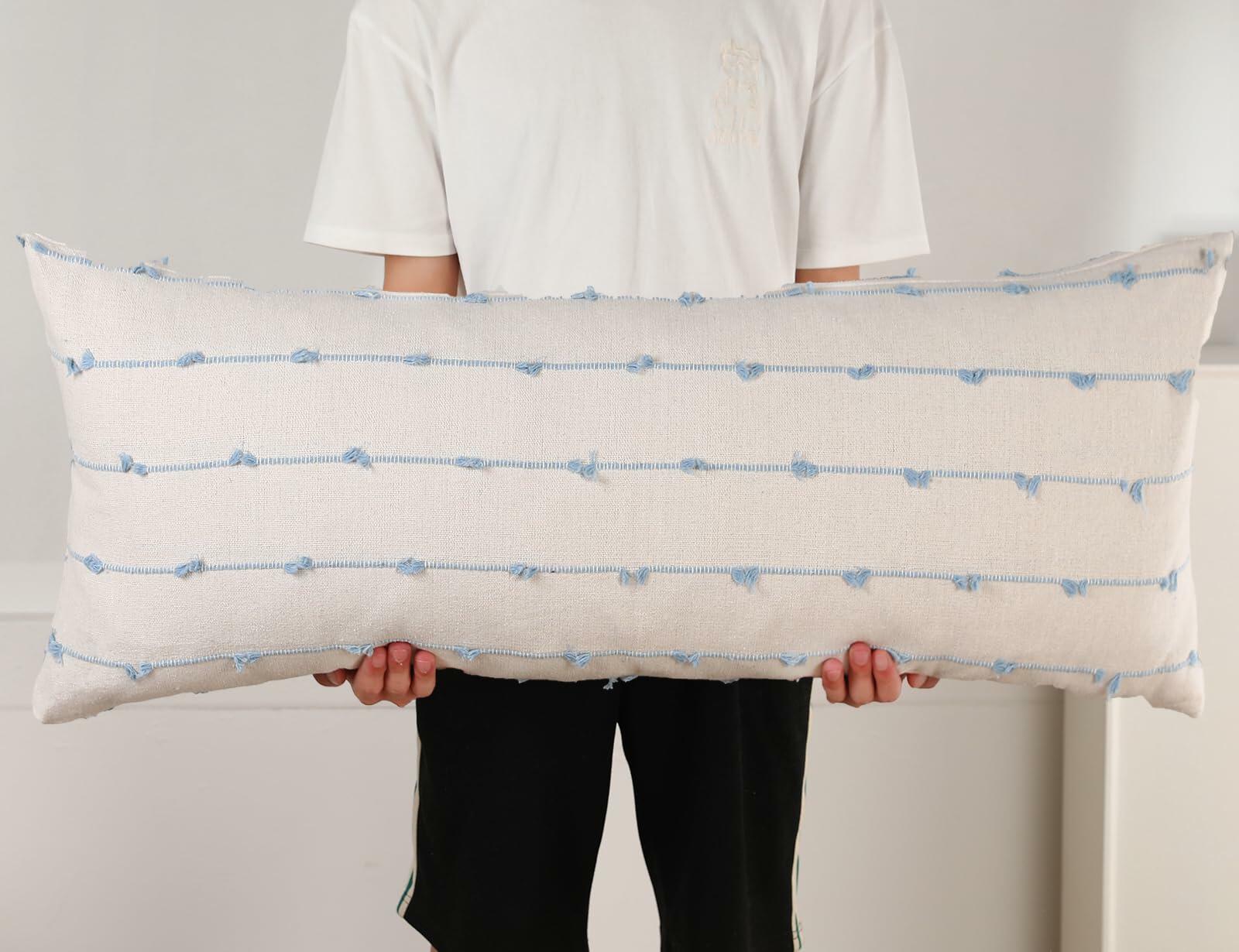 NUYECY 20x54 inch Body Pillow Cover Striped Boho Lumbar Throw Pillowcase Light