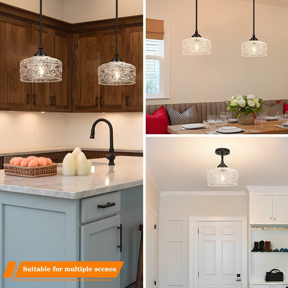 Black Vintage Pendant Lights Kitchen Island, Adjustable Height Kitchen Island