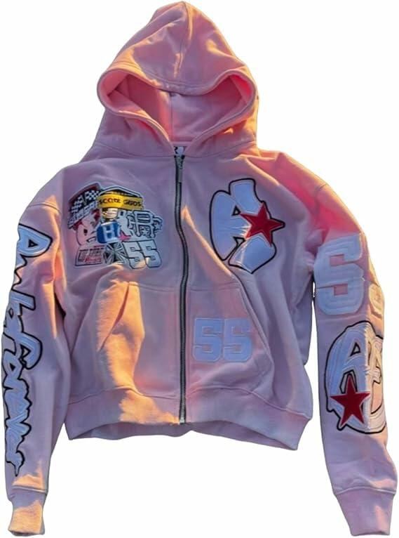 Vhitler Oversized Emo Goth 2000s Graphic Hoodie Rapper Streetwear Jacket Fall
