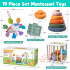 Wuzhineisn Montessori Baby Toys for Ages 6-18 Months - Pull String Teether,
