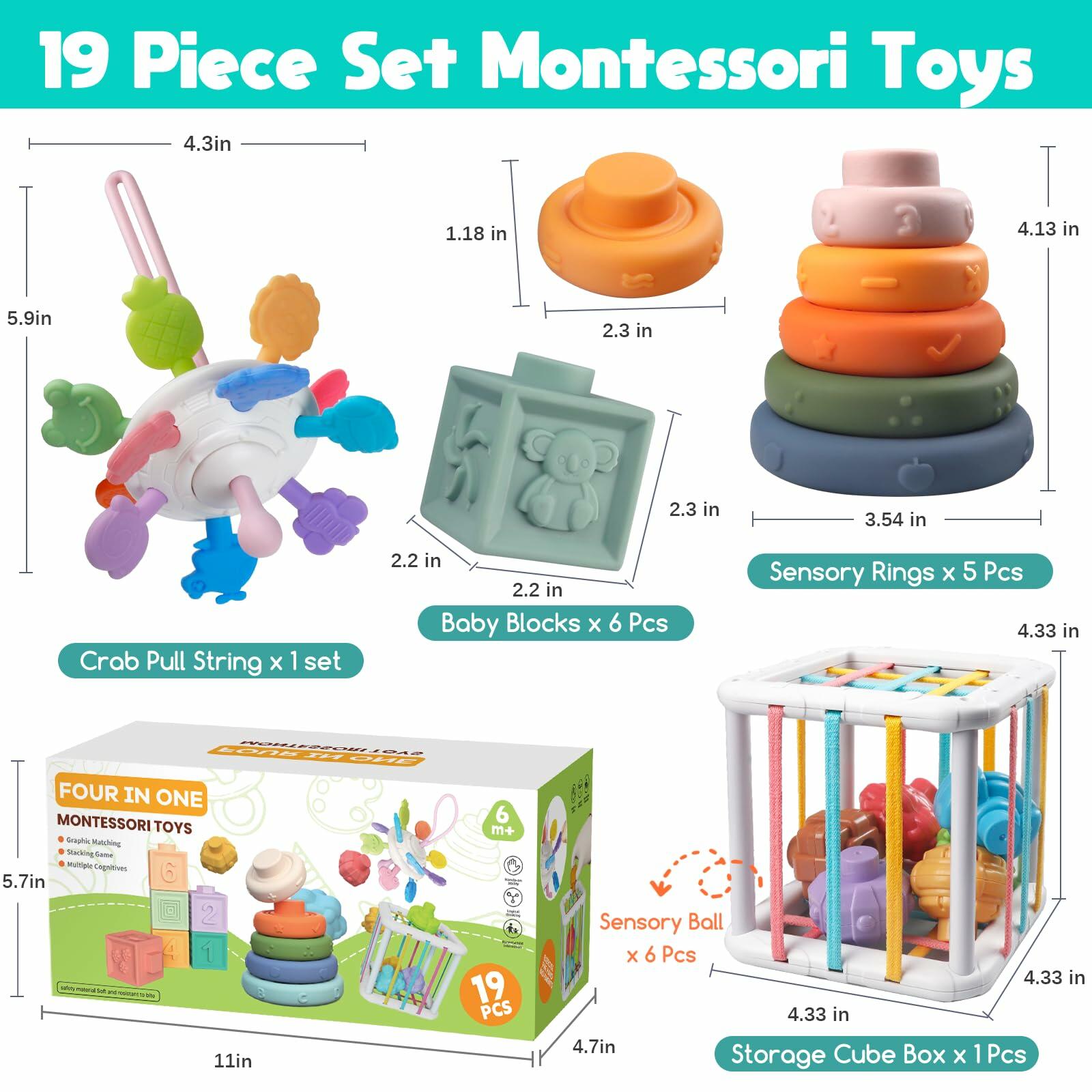 Wuzhineisn Montessori Baby Toys for Ages 6-18 Months - Pull String Teether,
