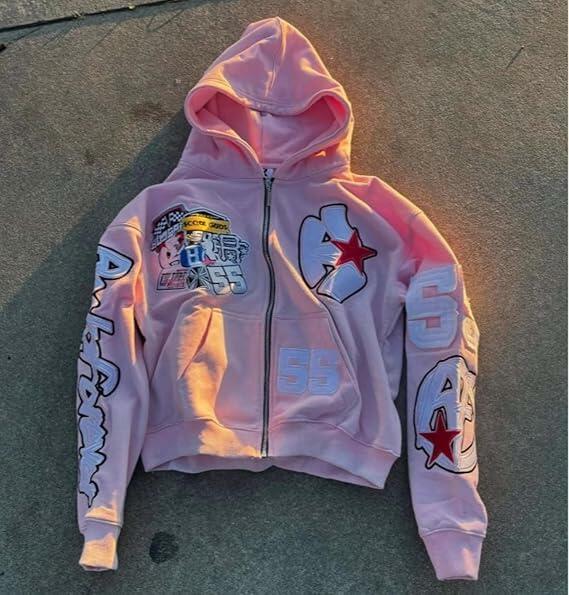Vhitler Oversized Emo Goth 2000s Graphic Hoodie Rapper Streetwear Jacket Fall