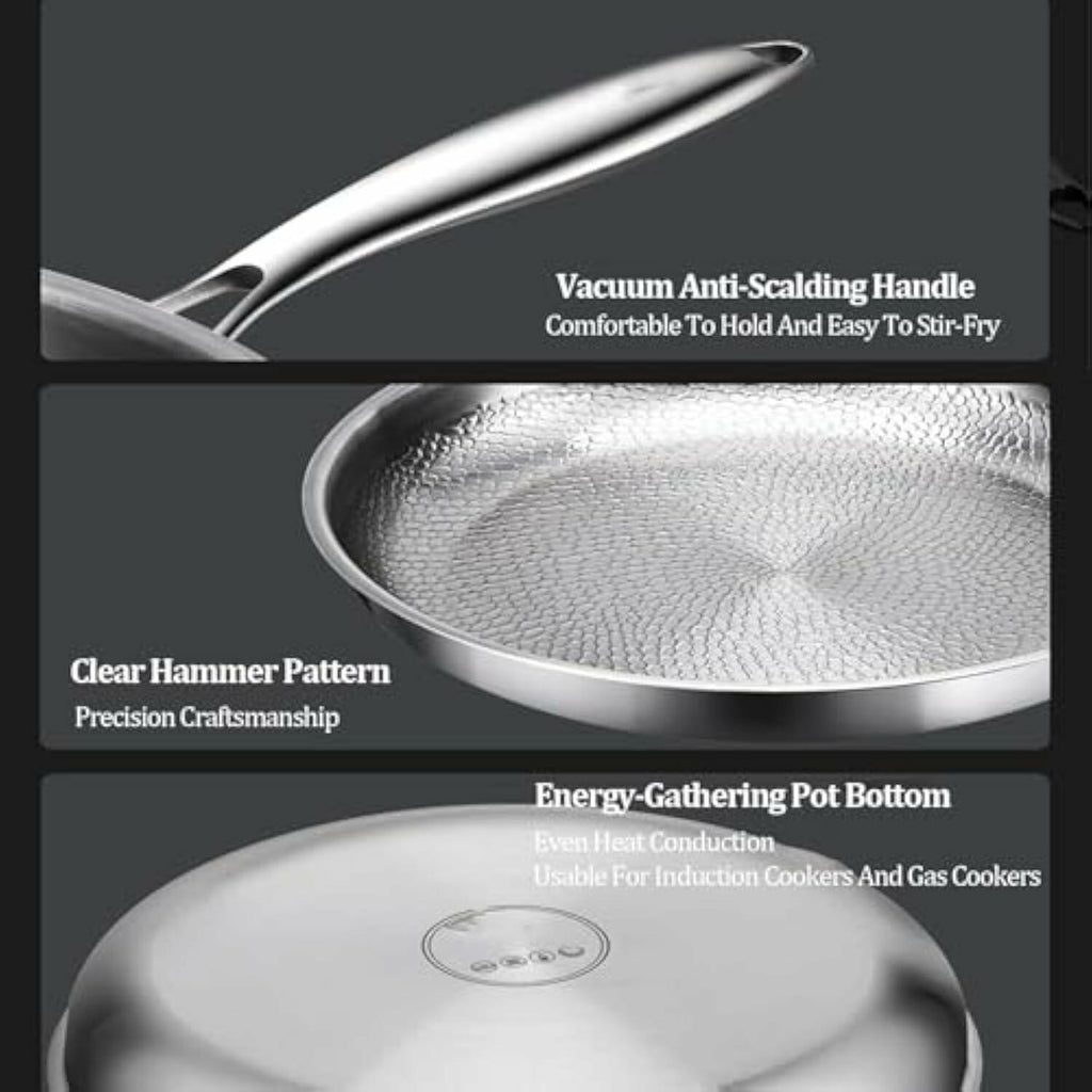 bolstoc Titanium Pan, 100% Pure Titanium Hammered Pan with All Stovetops
