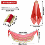 4Pcs Belly Dance Outfit Sets, Belly Dance Chiffon Hip Scarf with Coins, Gypsy