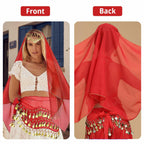 4Pcs Belly Dance Outfit Sets, Belly Dance Chiffon Hip Scarf with Coins, Gypsy