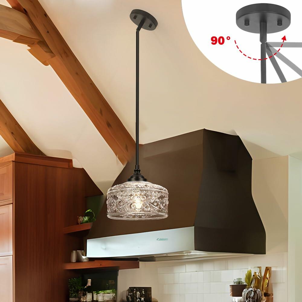 Black Vintage Pendant Lights Kitchen Island, Adjustable Height Kitchen Island
