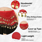 4Pcs Belly Dance Outfit Sets, Belly Dance Chiffon Hip Scarf with Coins, Gypsy