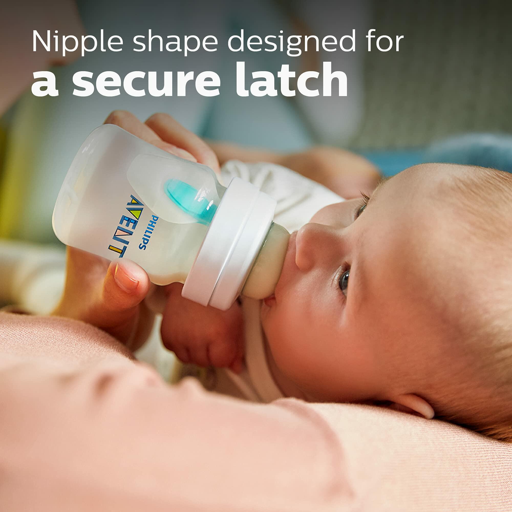 Philips Avent Anti-Colic Bottle with AirFree Vent, 4oz, with Flow 1 Nipples,