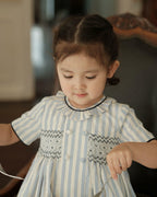 Baby Girls Short Sleeve Smocking Clothing Toddler Summer Floral Smocked Dress