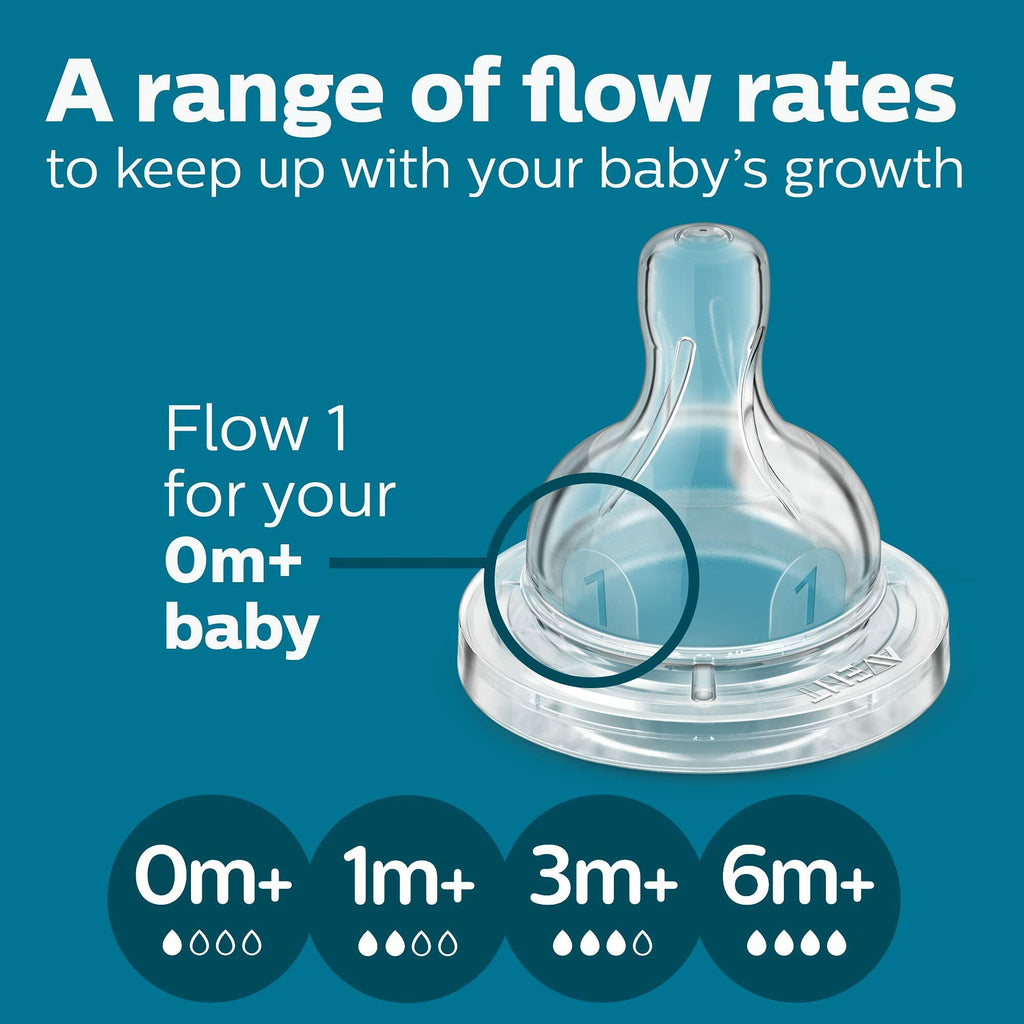 Philips Avent Anti-Colic AirFree Vent Baby Bottles 4oz Flow 1 Nipple 0m+ 4 Pack