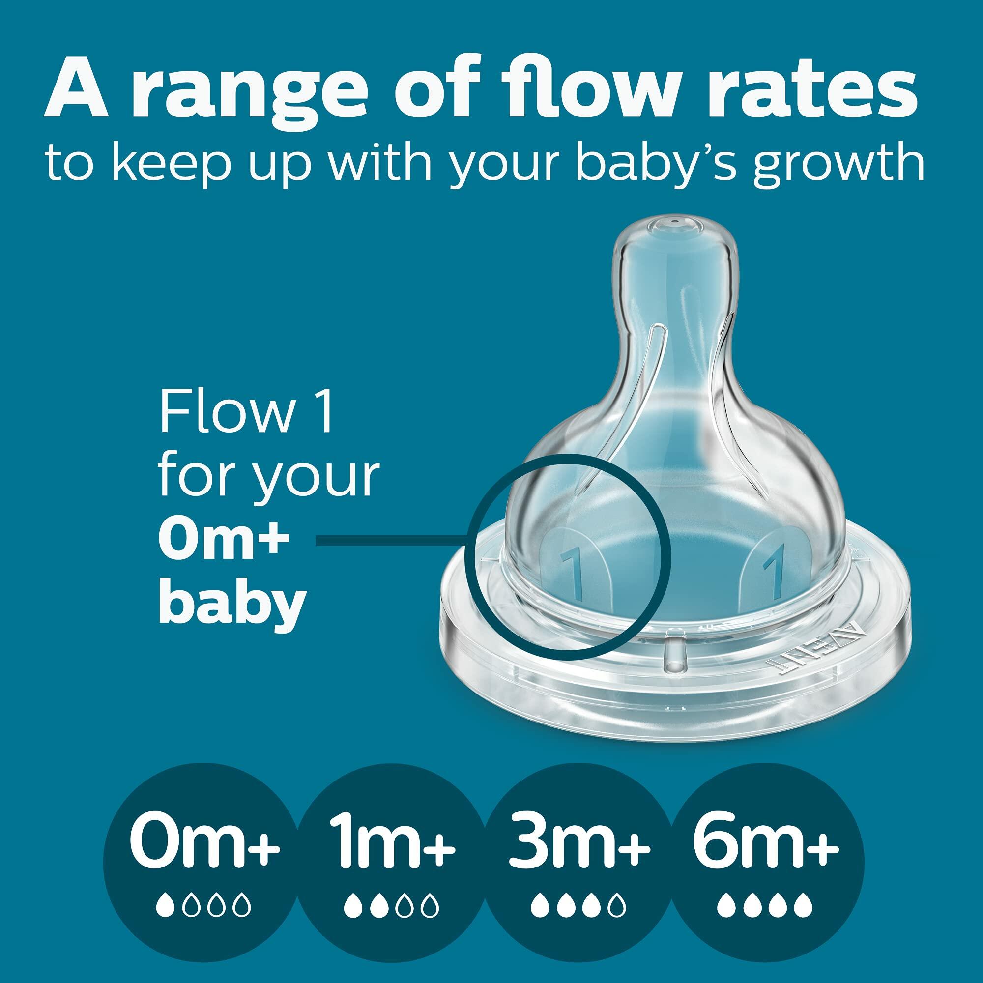Philips Avent Anti-Colic AirFree Vent Baby Bottles 4oz Flow 1 Nipple 0m+ 4 Pack