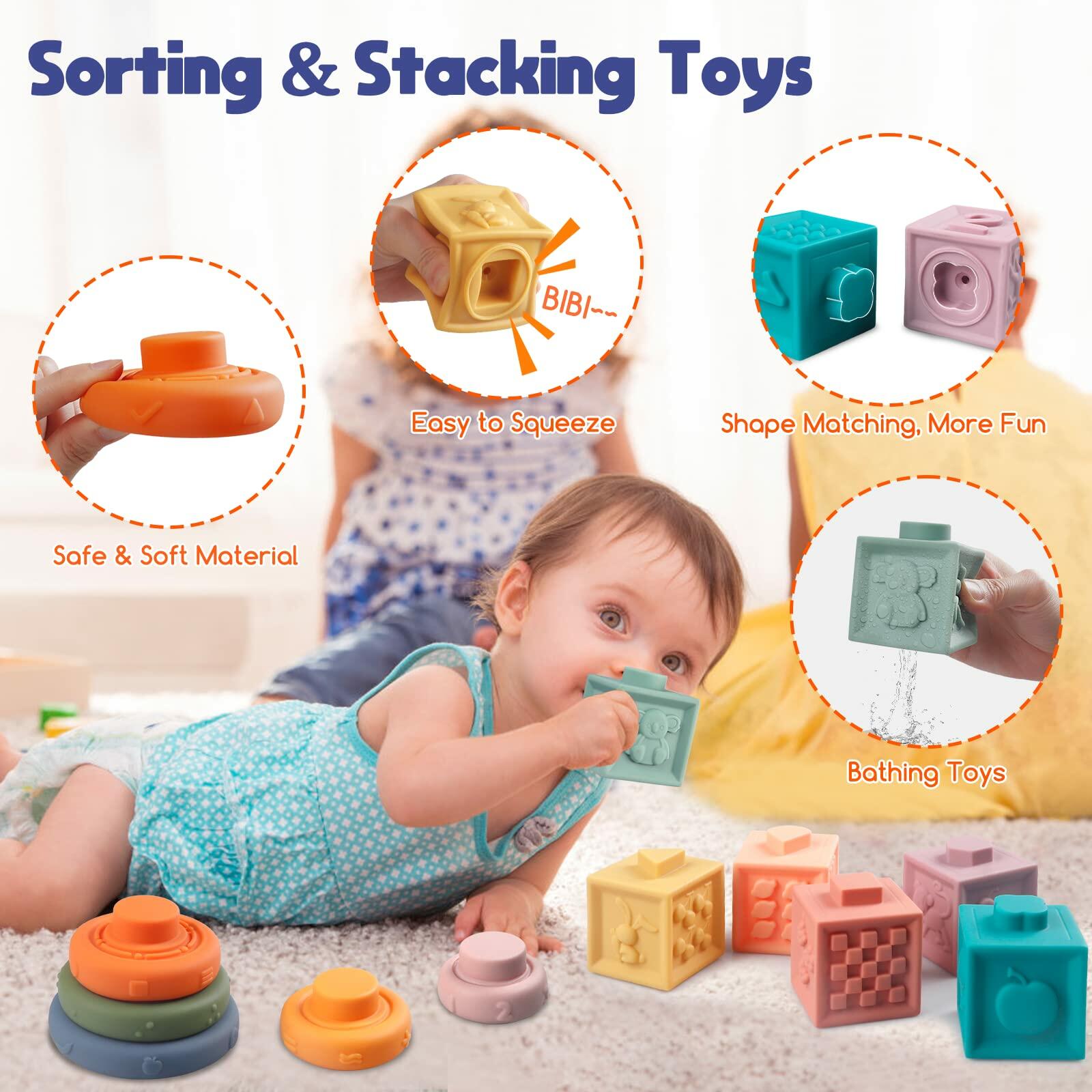 Wuzhineisn Montessori Baby Toys for Ages 6-18 Months - Pull String Teether,
