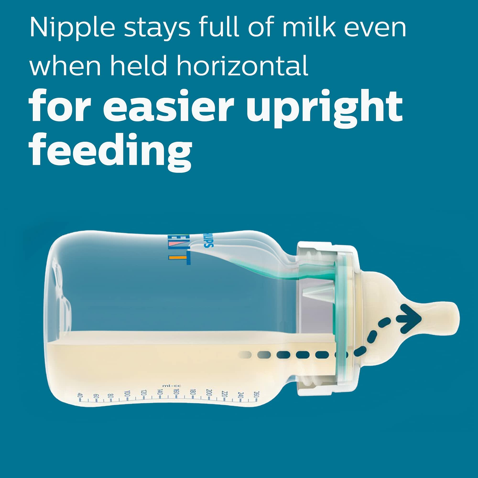 Philips Avent Anti-Colic Bottle with AirFree Vent, 4oz, with Flow 1 Nipples,