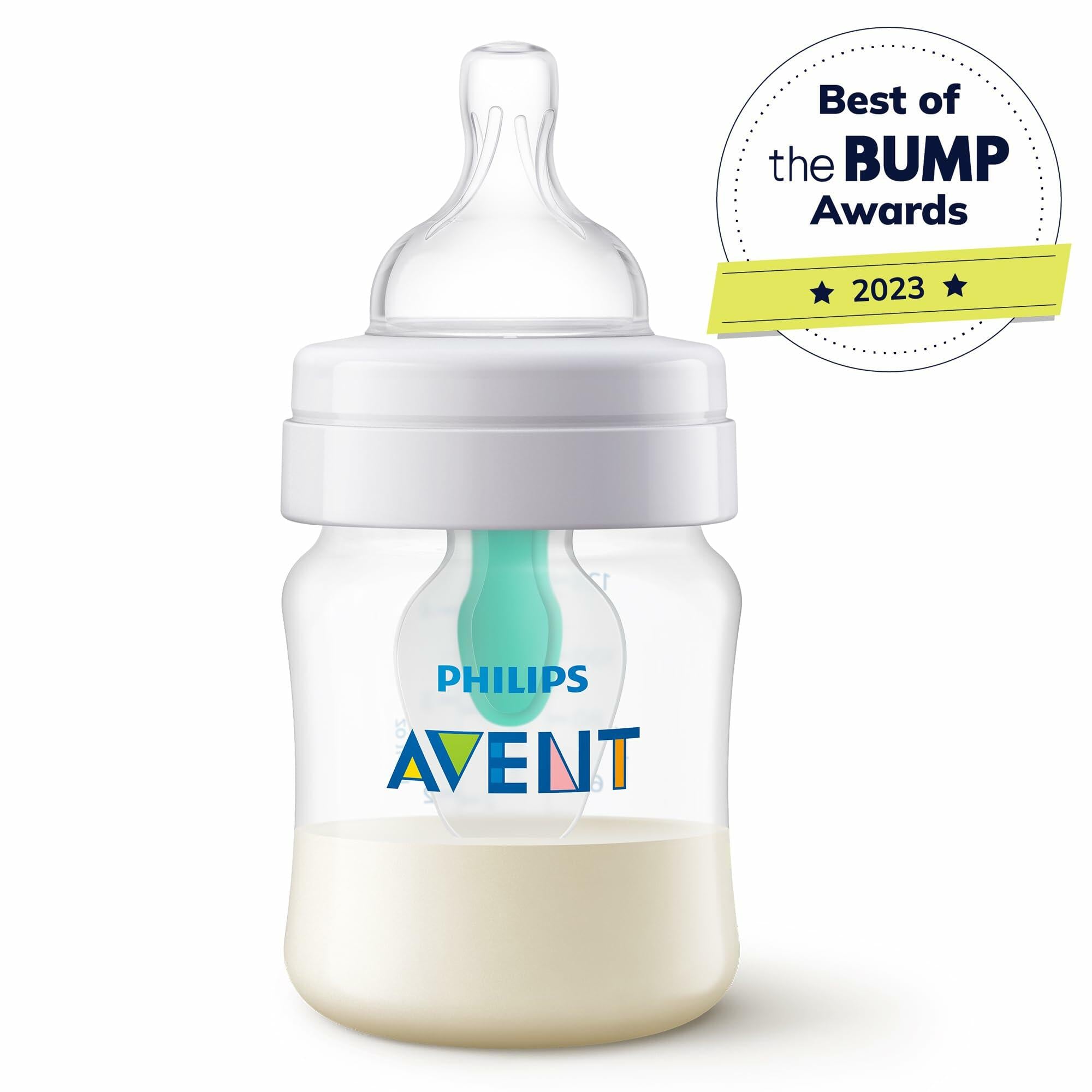 Philips Avent Anti-Colic Bottle with AirFree Vent, 4oz, with Flow 1 Nipples,