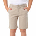 Bienzoe Boys School Uniform Shorts: Flat Front Cotton Bermuda - Adjustable Waist