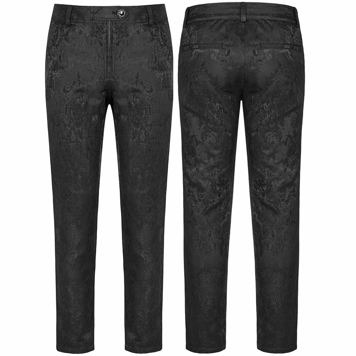 Men's Trousers Regency Dress Pants Black Brocade Steampunk VTG Vintage Gothic