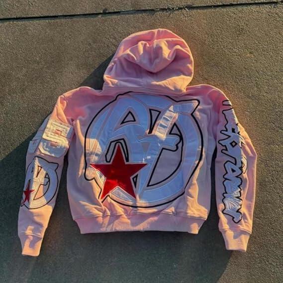 Vhitler Oversized Emo Goth 2000s Graphic Hoodie Rapper Streetwear Jacket Fall