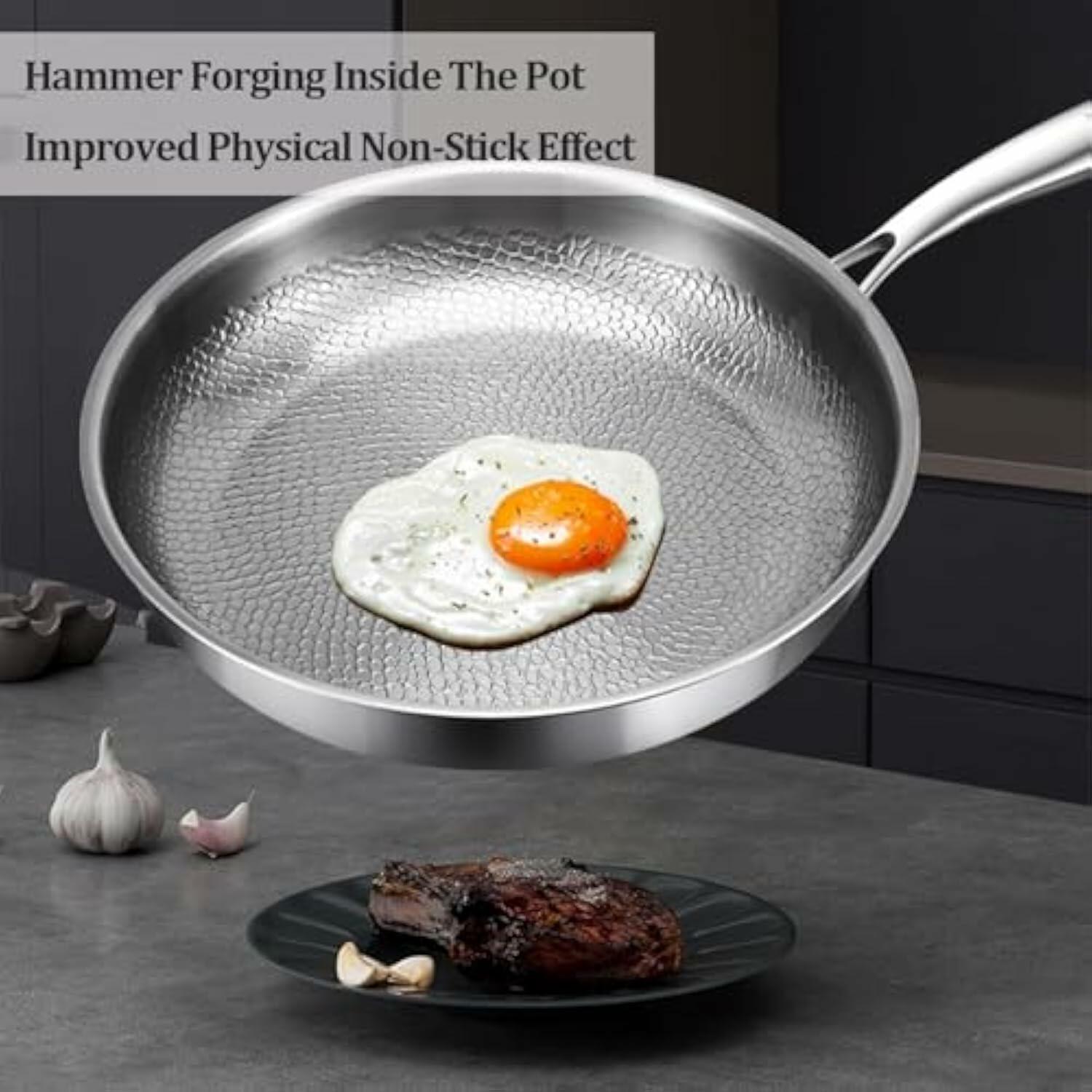 bolstoc Titanium Pan, 100% Pure Titanium Hammered Pan with All Stovetops
