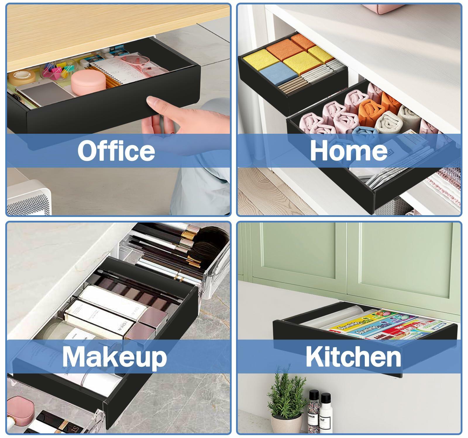 SVNNELP Under Desk Table Drawer Storage Organizer,3 Pack Large & Medium & Small