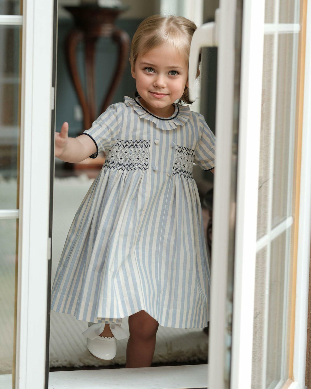 Baby Girls Short Sleeve Smocking Clothing Toddler Summer Floral Smocked Dress