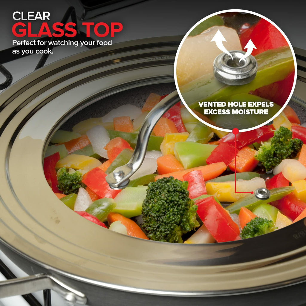 Modern Innovations Universal Lid with Tempered Glass Top for Pots & Pans, Fits