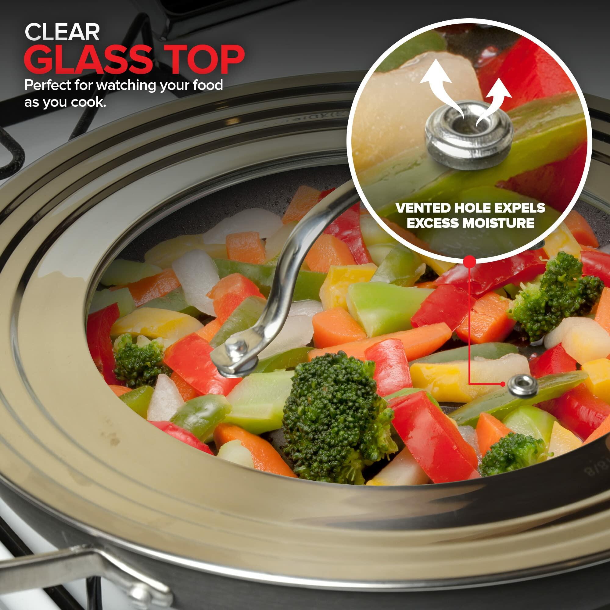 Modern Innovations Universal Lid with Tempered Glass Top for Pots & Pans, Fits