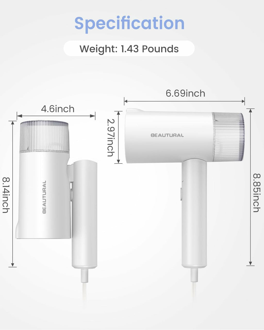 BEAUTURAL Steamer for Clothes, Portable Garment Wrinkle Remover, Fast 30s