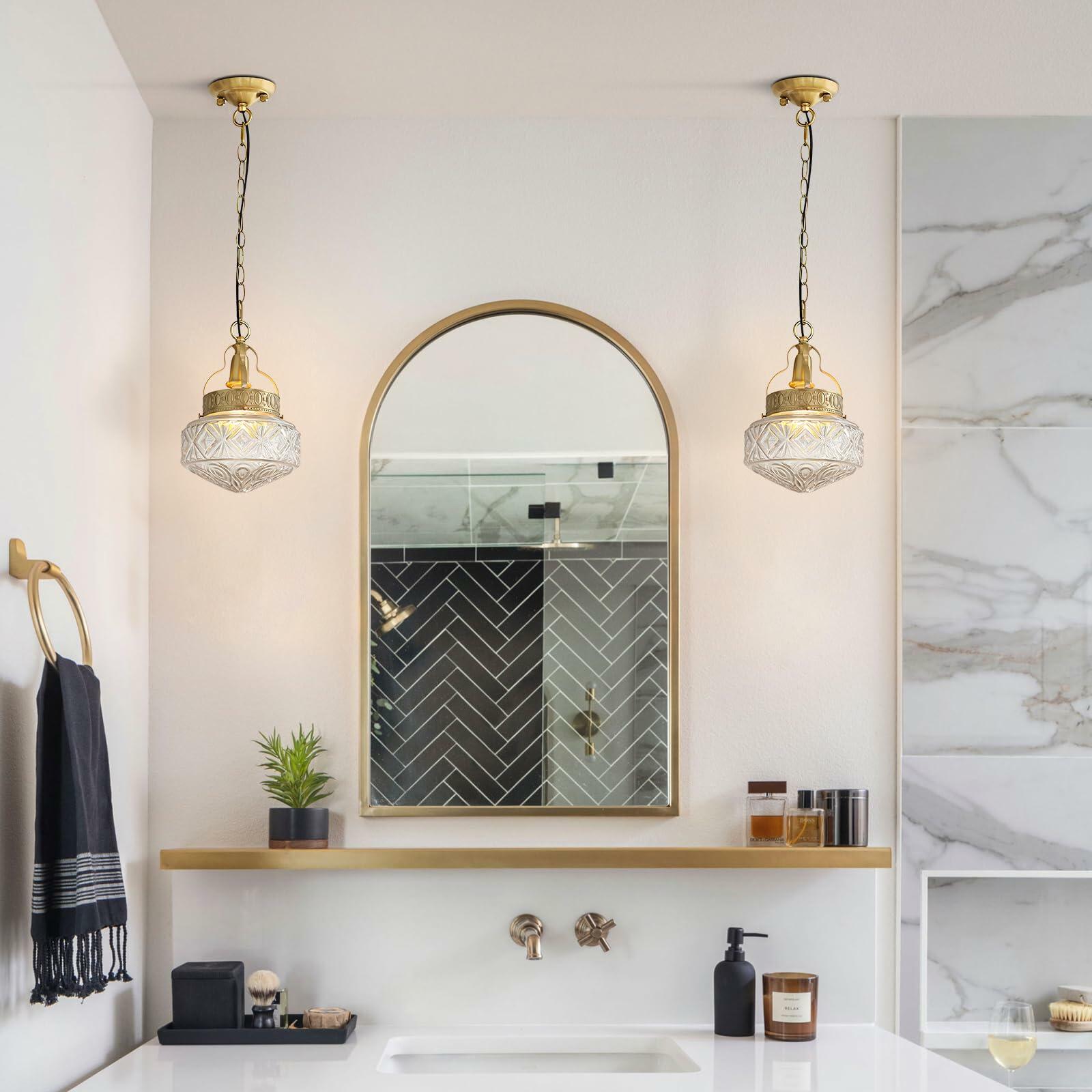 KCO Lighting Antique Gold Pendant Lights Kitchen Island Vintage Brass Pendant