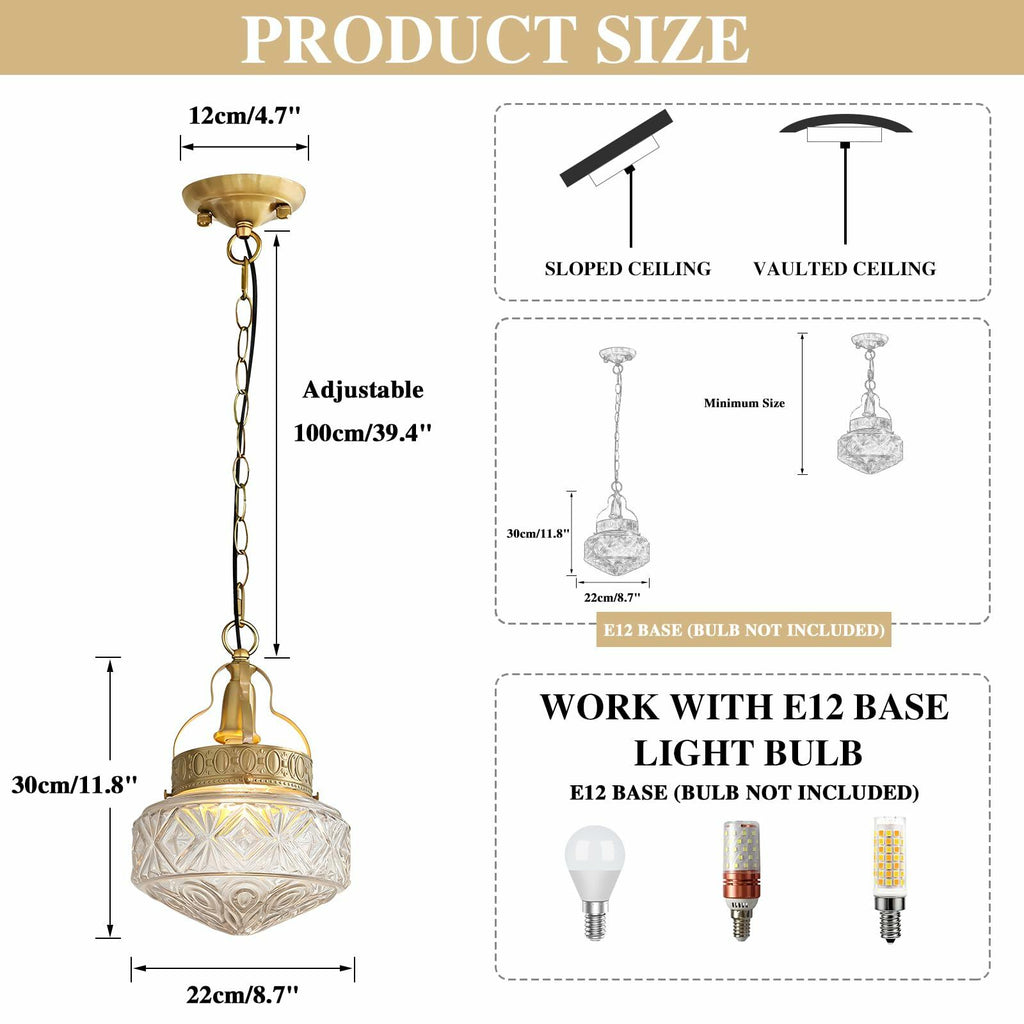 KCO Lighting Antique Gold Pendant Lights Kitchen Island Vintage Brass Pendant