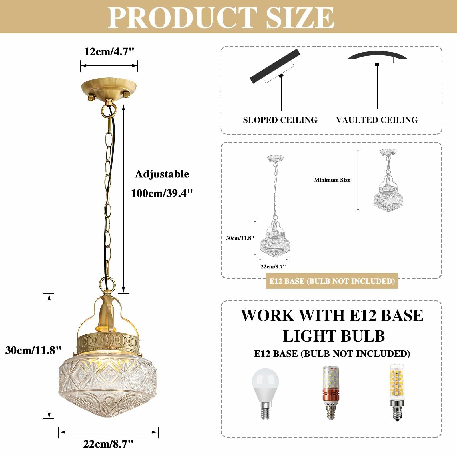 KCO Lighting Antique Gold Pendant Lights Kitchen Island Vintage Brass Pendant