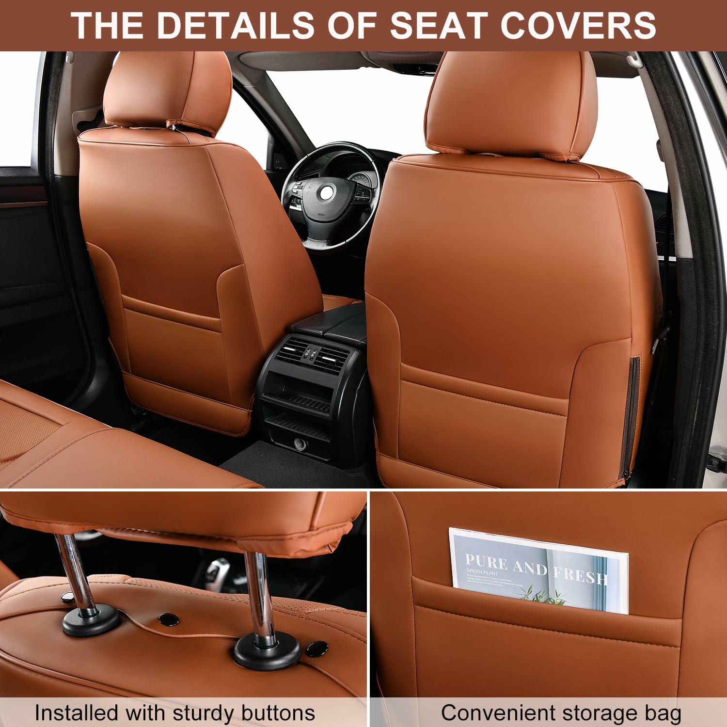 TIEHESYT Car Seat Covers Full Set, Breathable Leather Automotive Front and Rear