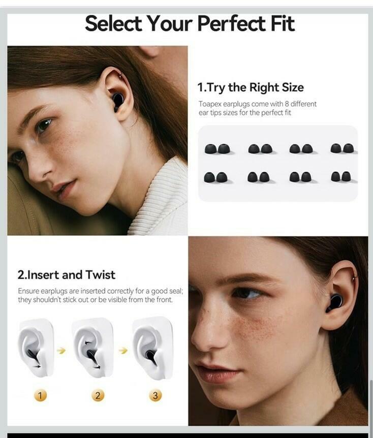 Q8 45dB Noise Cancelling Ear Plugs for Sleeping w/ Portable Case - Black