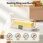 Pisol Butter Dish with Lid for Countertop and Refrigerator Door Shelf, Airtight
